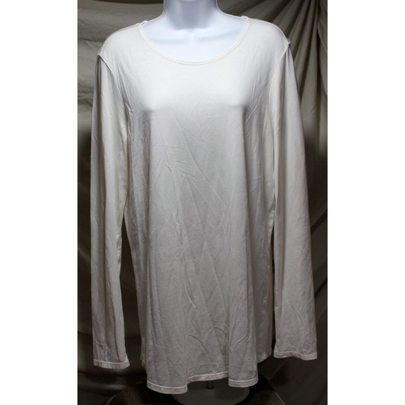Pure J Jill Women's S Ivory LS Stretch Cotton Shirttail T-shirt Layering *Flaw* - Picture 1 of 10